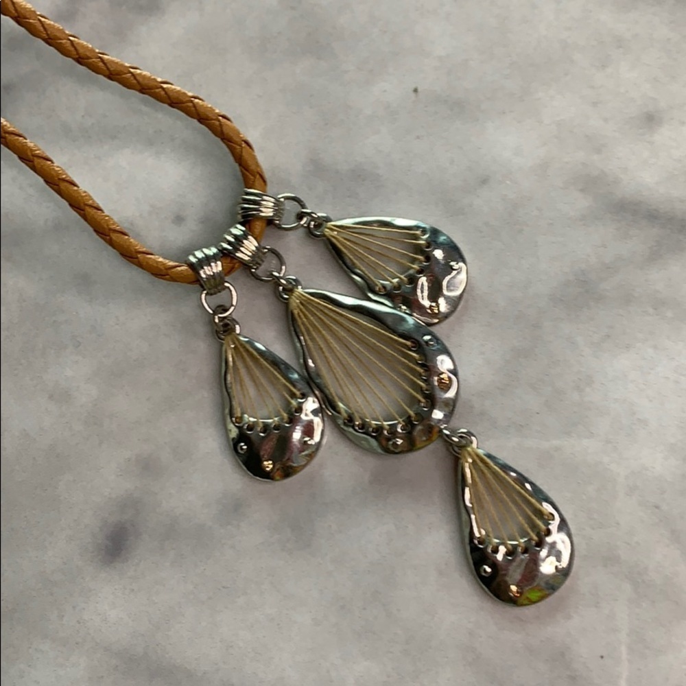 Vintage Guess String Web Silver Teardrop Necklace… - image 4